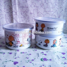 3 pc enamel ice bowl with cute dog pattren